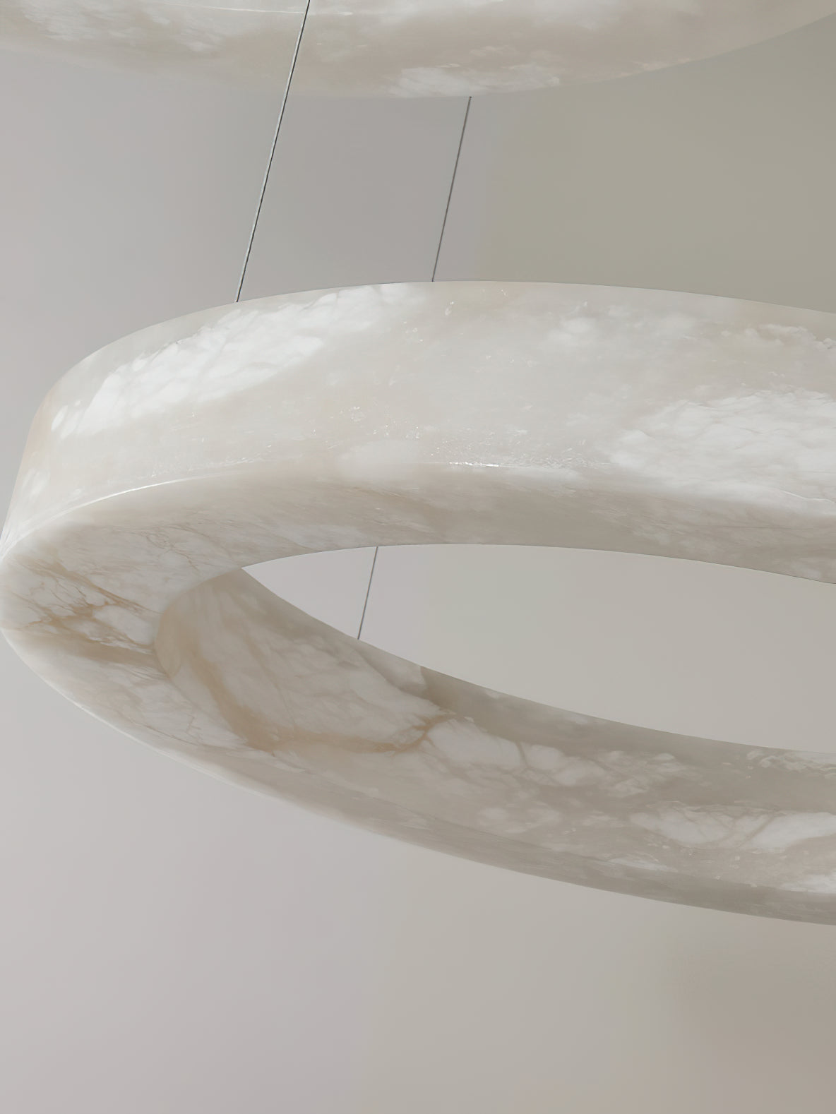 Alabaster Ring Chandelier – Natural Stone Halo & Brass Modern Luxury Chandelier