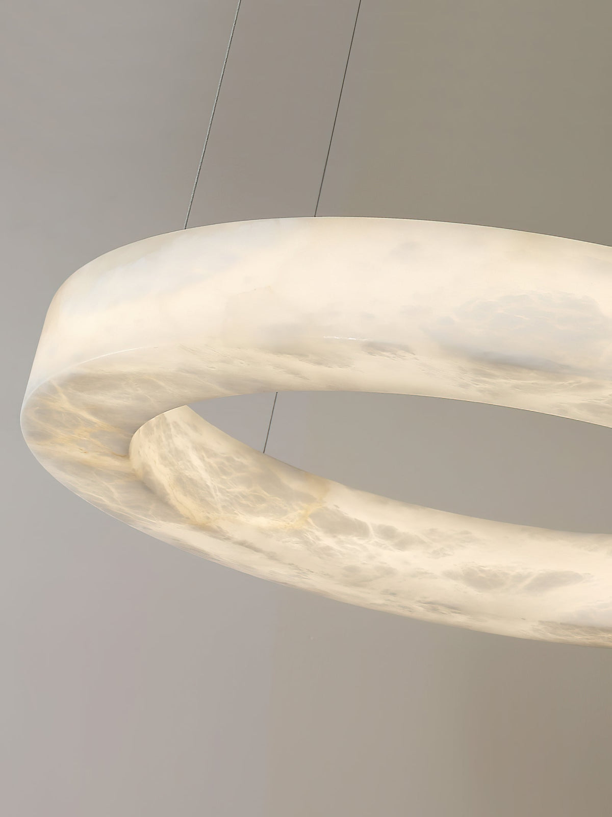 Alabaster Ring Chandelier – Natural Stone Halo & Brass Modern Luxury Chandelier