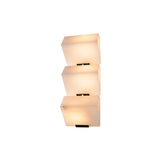 Alabaster Staircase Wall Lamp – Natural Stone Panel & Metal Modern LED Wall Sconce