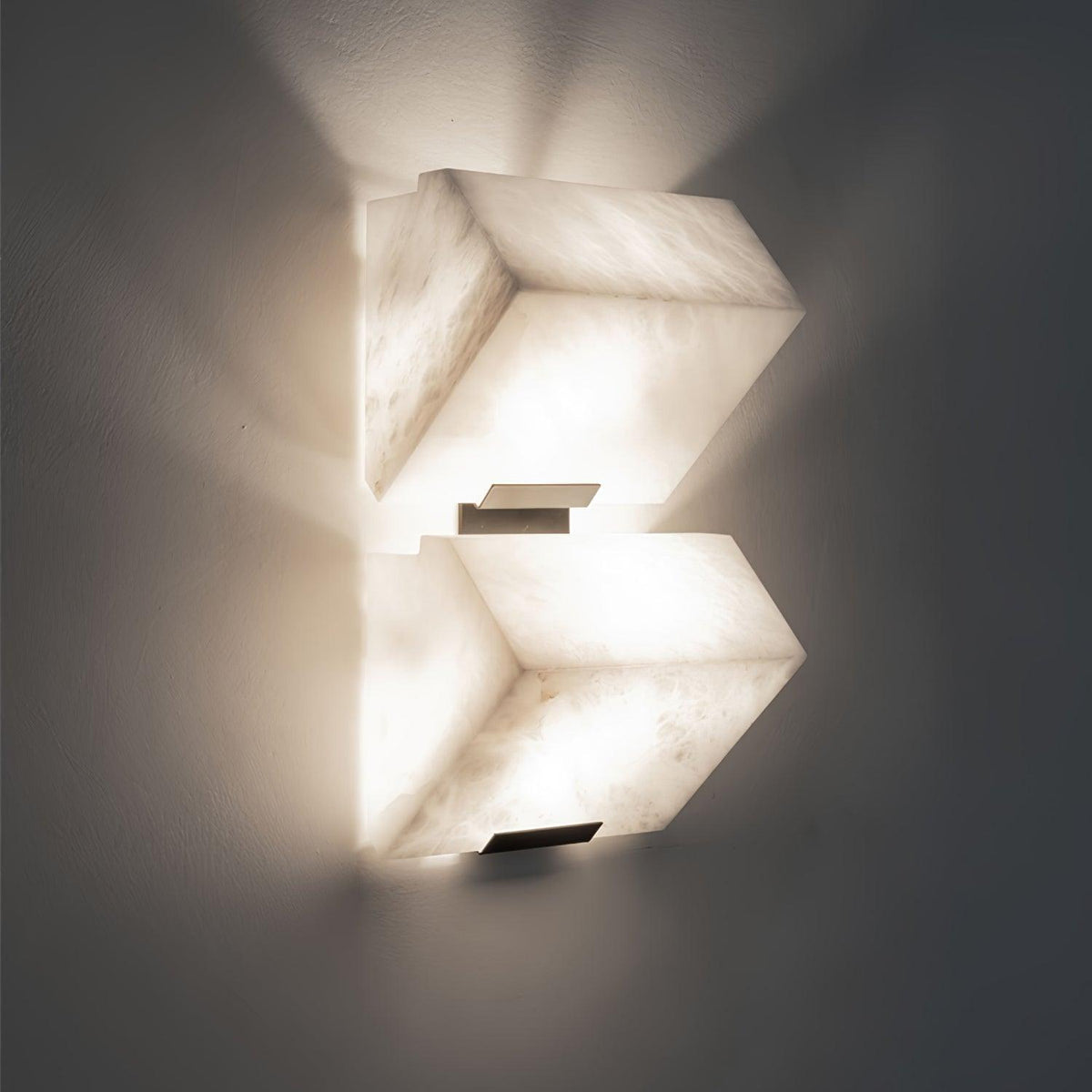 Alabaster Staircase Wall Lamp – Natural Stone Panel & Metal Modern LED Wall Sconce