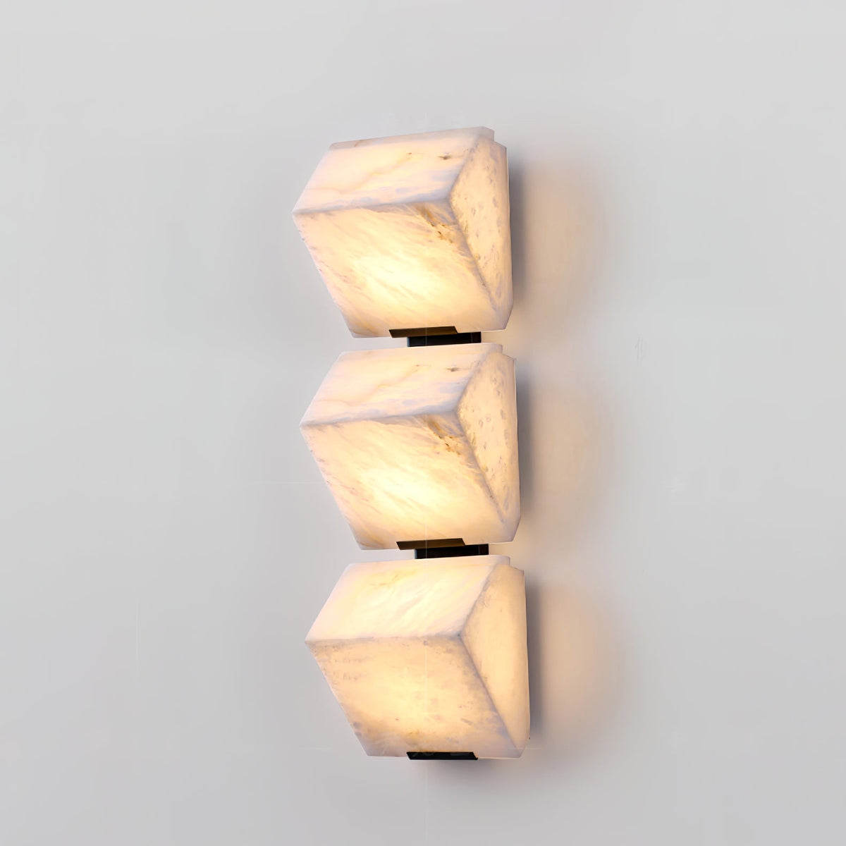 Alabaster Staircase Wall Lamp – Natural Stone Panel & Metal Modern LED Wall Sconce