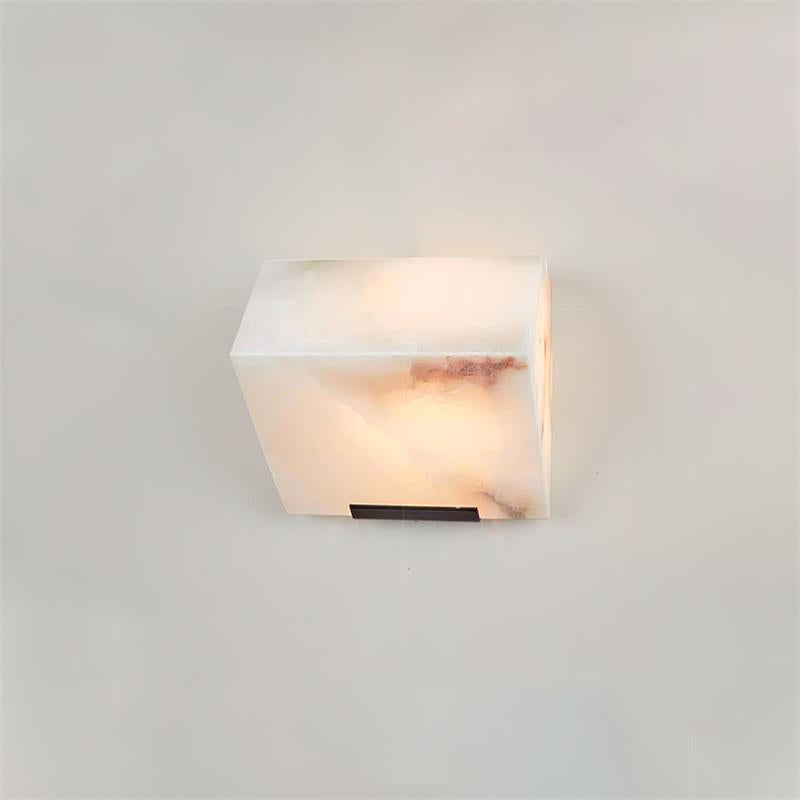 Alabaster Staircase Wall Lamp – Natural Stone Panel & Metal Modern LED Wall Sconce