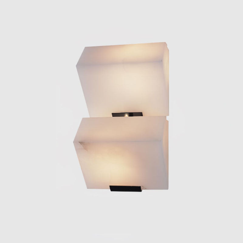 Alabaster Staircase Wall Lamp – Natural Stone Panel & Metal Modern LED Wall Sconce
