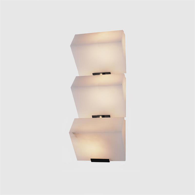 Alabaster Staircase Wall Lamp – Natural Stone Panel & Metal Modern LED Wall Sconce