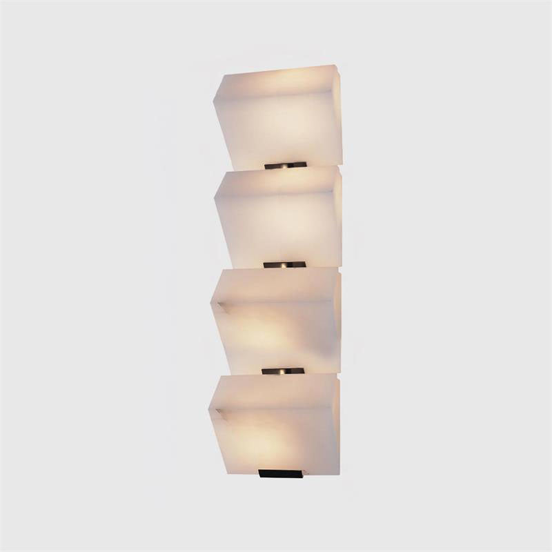 Alabaster Staircase Wall Lamp – Natural Stone Panel & Metal Modern LED Wall Sconce