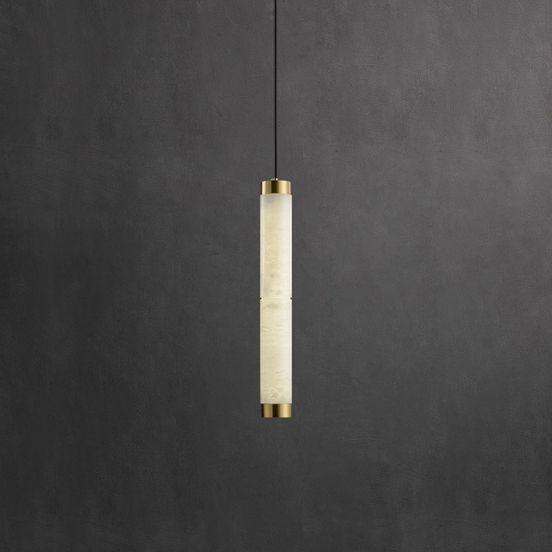 Alabaster Strip Pendant Light – Natural Stone Tubes & Satin Brass Modern Suspension Light