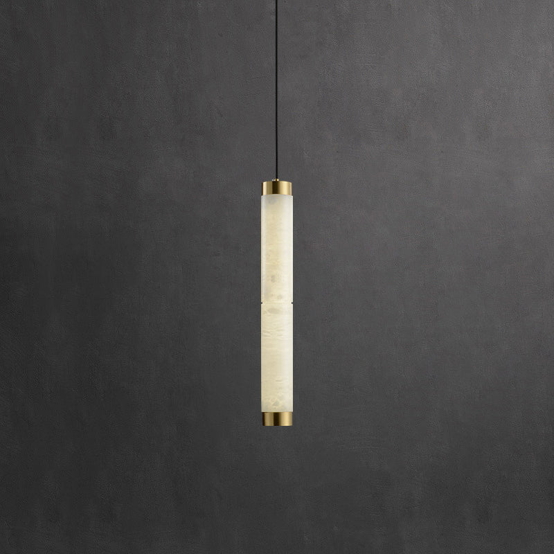 Alabaster Strip Pendant Light – Natural Stone Tubes & Satin Brass Modern Suspension Light