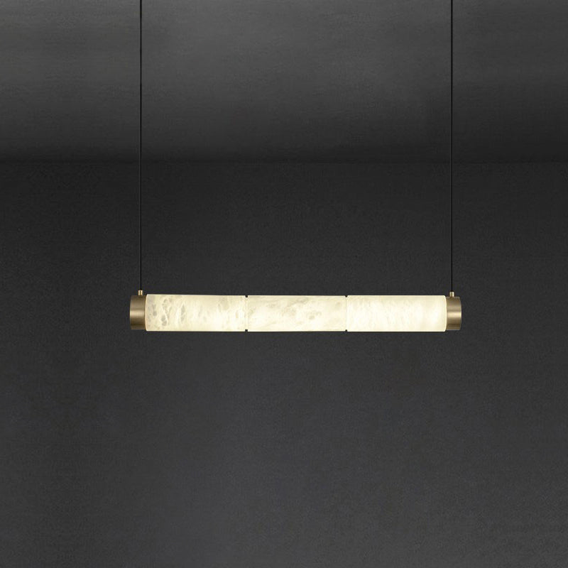 Alabaster Strip Pendant Light – Natural Stone Tubes & Satin Brass Modern Suspension Light