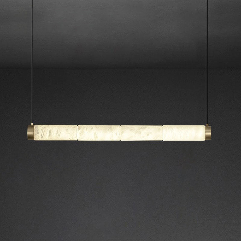 Alabaster Strip Pendant Light – Natural Stone Tubes & Satin Brass Modern Suspension Light
