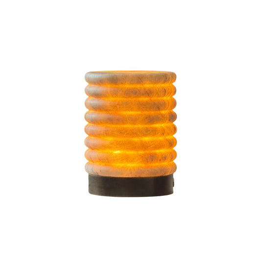 Alabaster Striped Table Lamp – Cordless Rechargeable Natural Stone Accent Light