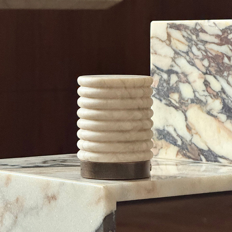 Alabaster Striped Table Lamp – Cordless Rechargeable Natural Stone Accent Light