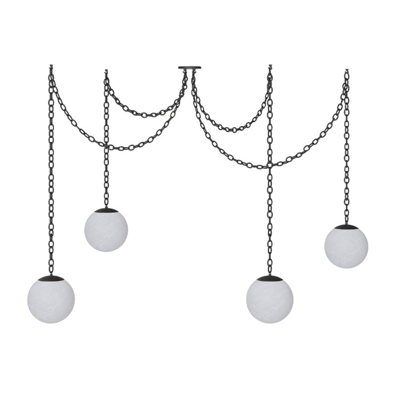 Alabaster Swag Pendant Lamp – Natural Stone Globe & Brass Swag Hanging Light