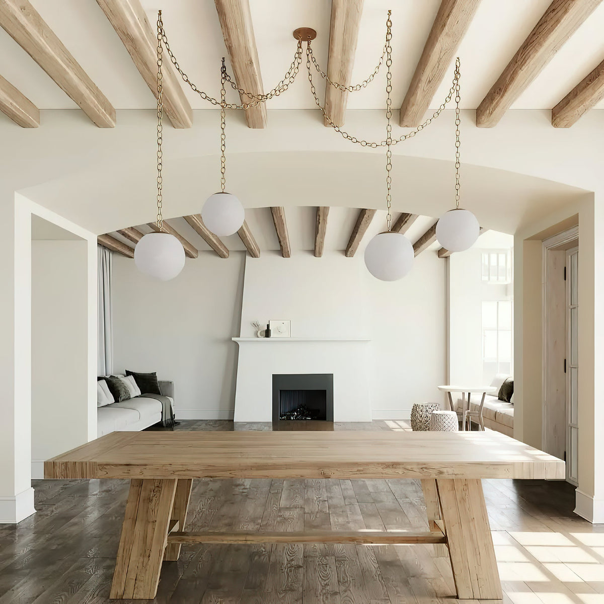 Alabaster Swag Pendant Lamp – Natural Stone Globe & Brass Swag Hanging Light
