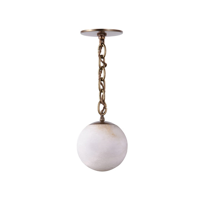 Alabaster Swag Pendant Lamp – Natural Stone Globe & Brass Swag Hanging Light