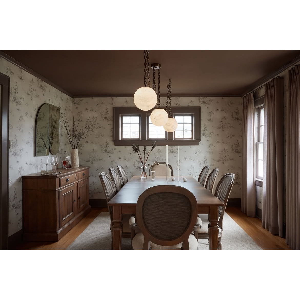 Alabaster Swag Pendant Lamp – Natural Stone Globe & Brass Swag Hanging Light
