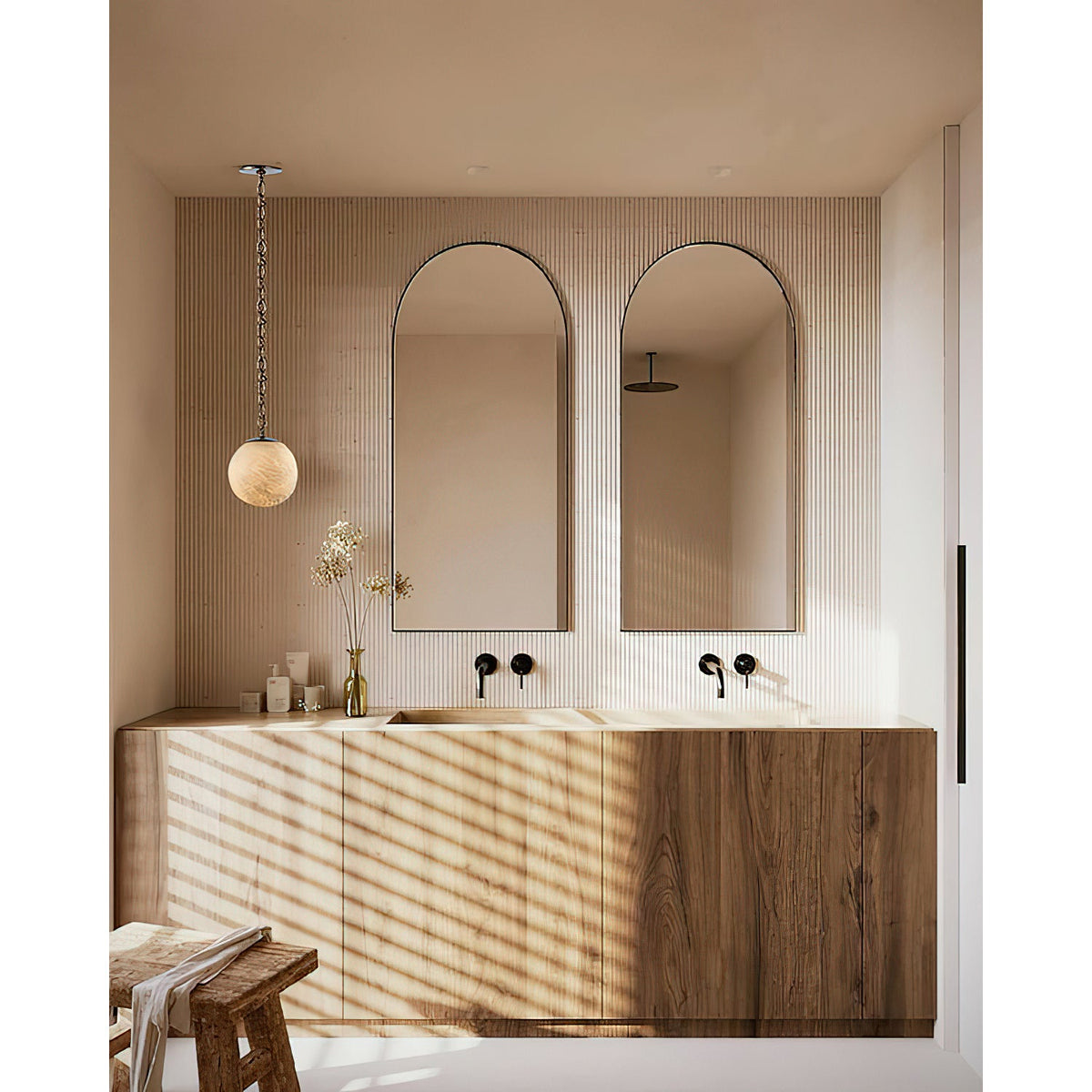 Alabaster Swag Pendant Lamp – Natural Stone Globe & Brass Swag Hanging Light