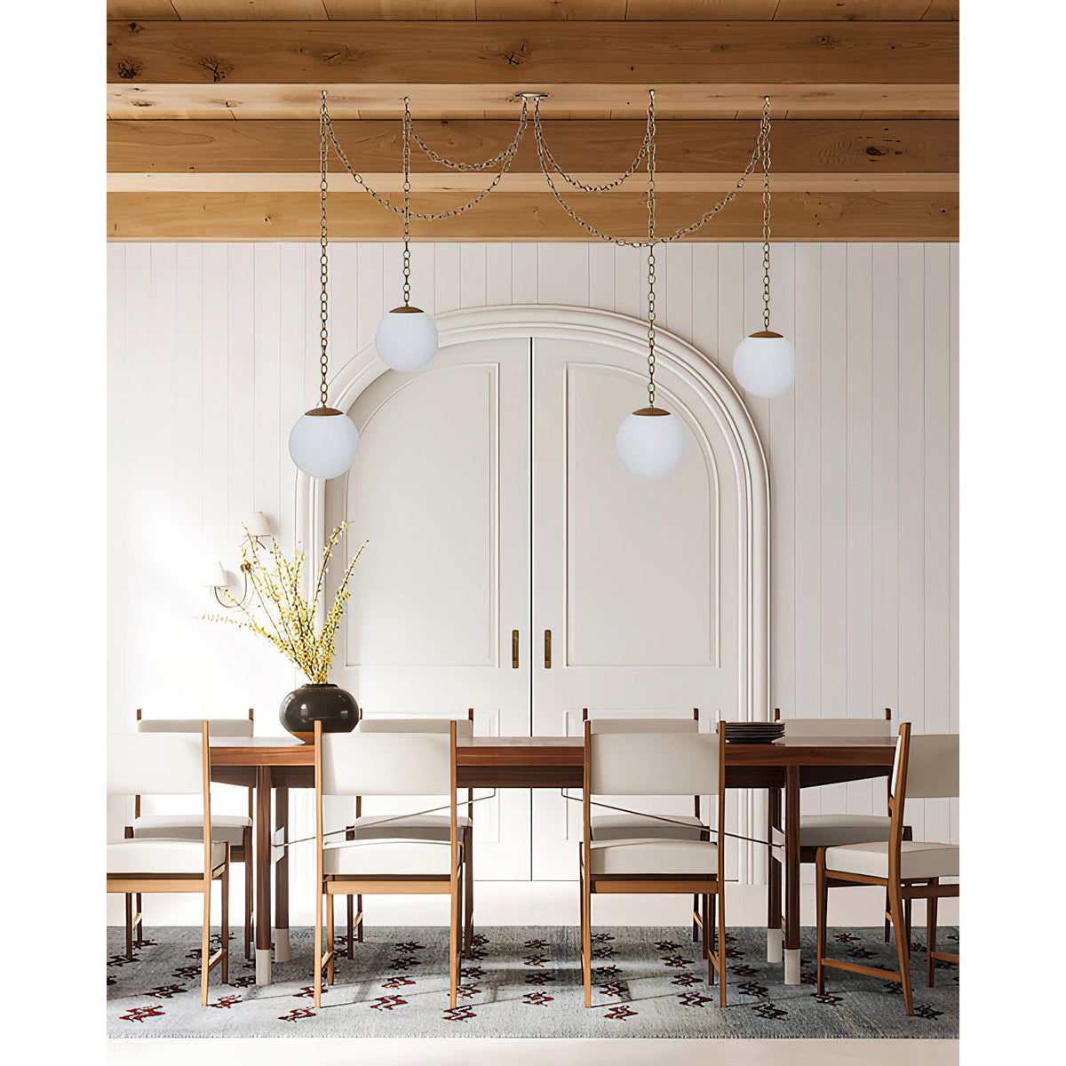 Alabaster Swag Pendant Lamp – Natural Stone Globe & Brass Swag Hanging Light