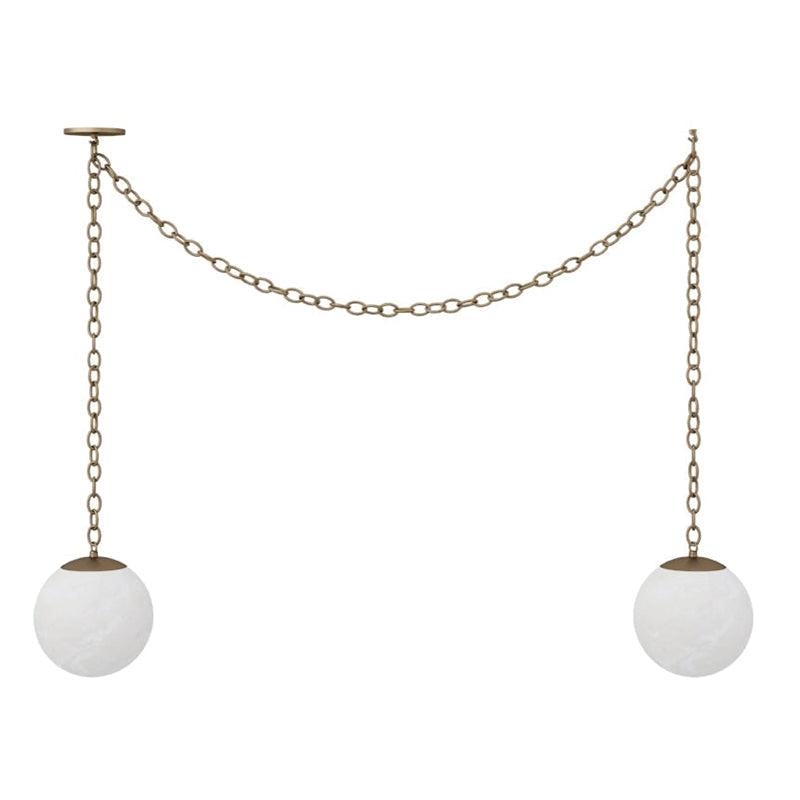 Alabaster Swag Pendant Lamp – Natural Stone Globe & Brass Swag Hanging Light