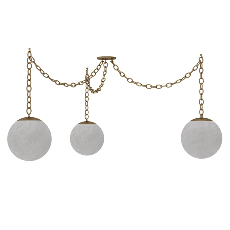 Alabaster Swag Pendant Lamp – Natural Stone Globe & Brass Swag Hanging Light