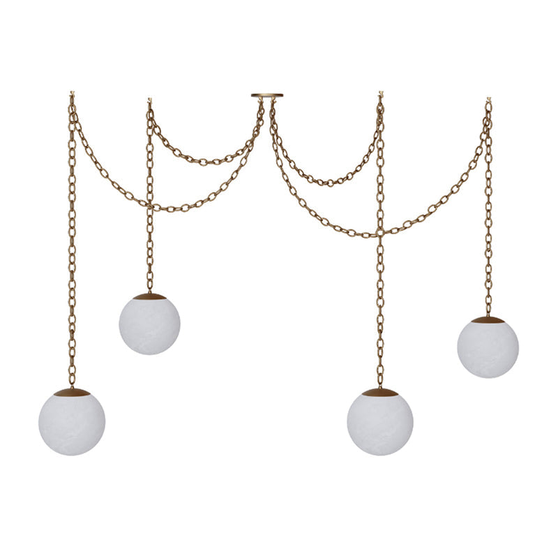 Alabaster Swag Pendant Lamp – Natural Stone Globe & Brass Swag Hanging Light