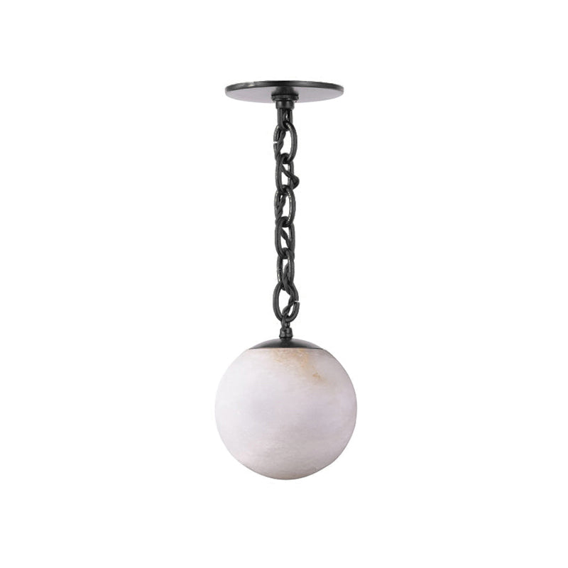 Alabaster Swag Pendant Lamp – Natural Stone Globe & Brass Swag Hanging Light