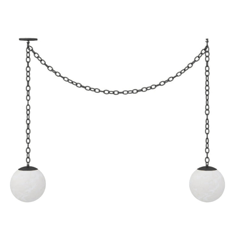 Alabaster Swag Pendant Lamp – Natural Stone Globe & Brass Swag Hanging Light