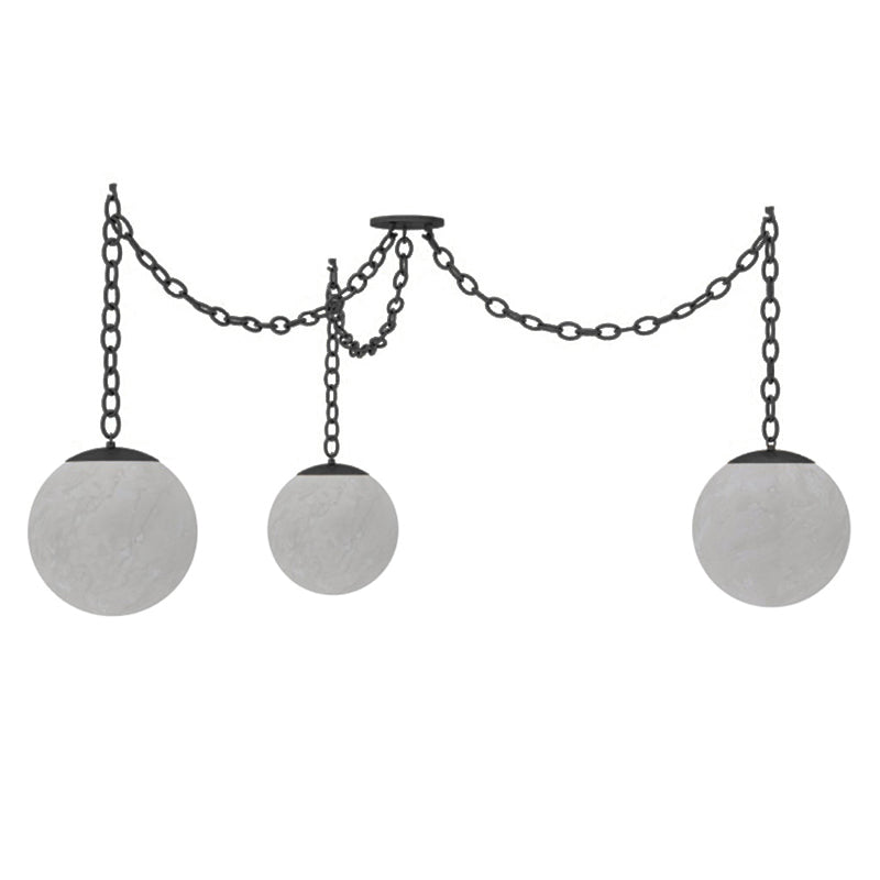 Alabaster Swag Pendant Lamp – Natural Stone Globe & Brass Swag Hanging Light