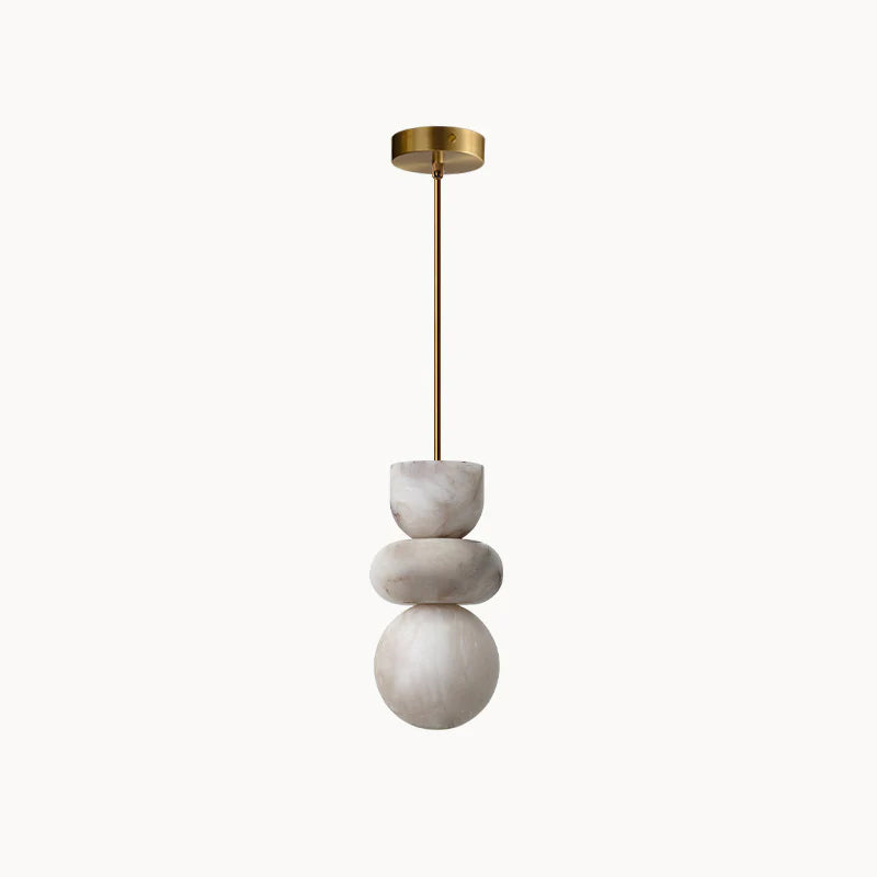 Alabaster Totem Pendant Lamp – Natural Stone Cylinder & Brass Modern LED Pendant