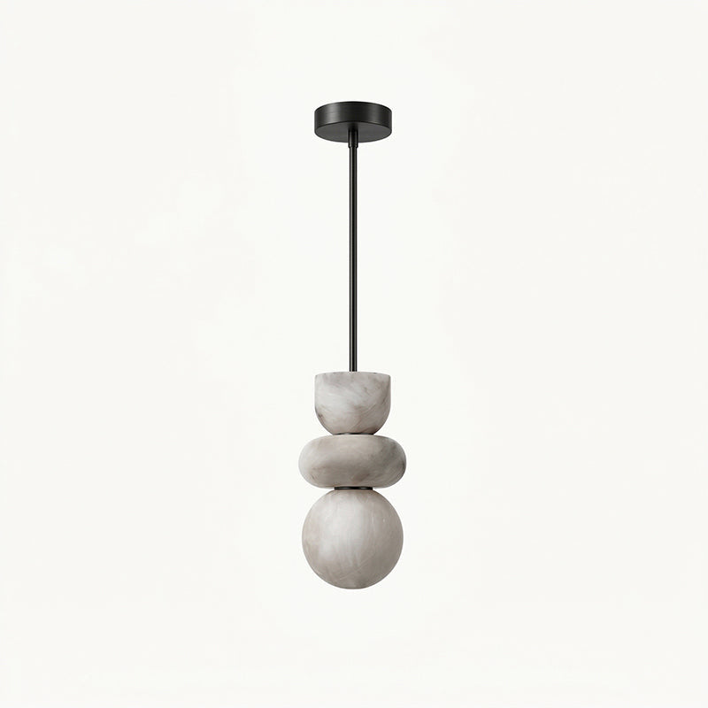 Alabaster Totem Pendant Lamp – Natural Stone Cylinder & Brass Modern LED Pendant