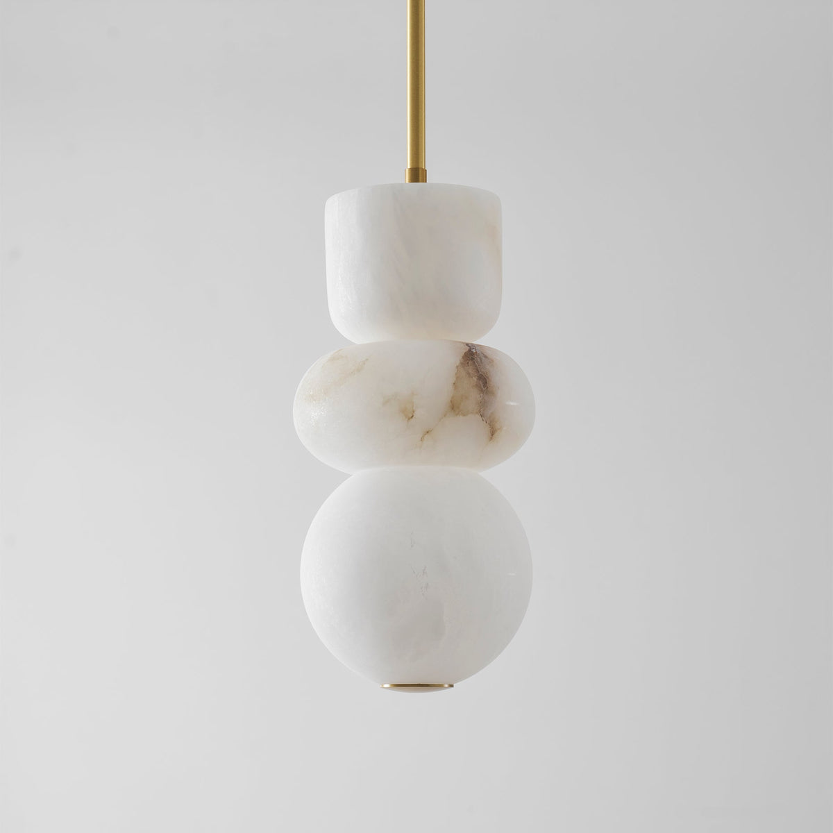 Alabaster Totem Pendant Lamp – Natural Stone Cylinder & Brass Modern LED Pendant