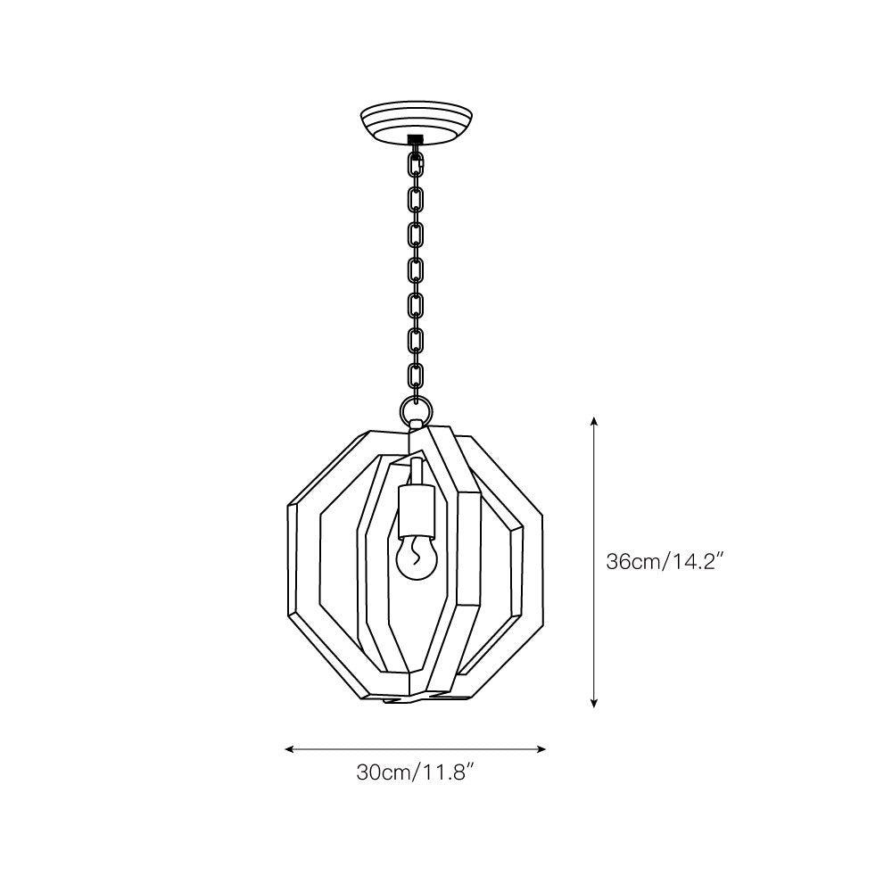 Albiorix Pendant Lamp – Driftwood Finish Geometric Wood & Iron Coastal Pendant Light