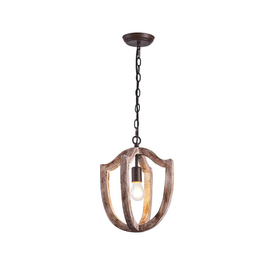 Albiorix Pendant Lamp – Driftwood Finish Geometric Wood & Iron Coastal Pendant Light