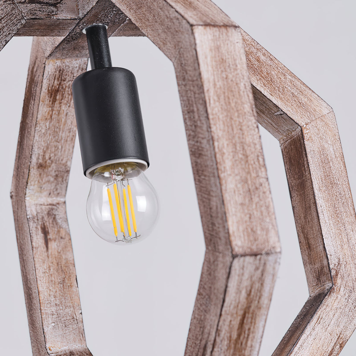 Albiorix Pendant Lamp – Driftwood Finish Geometric Wood & Iron Coastal Pendant Light