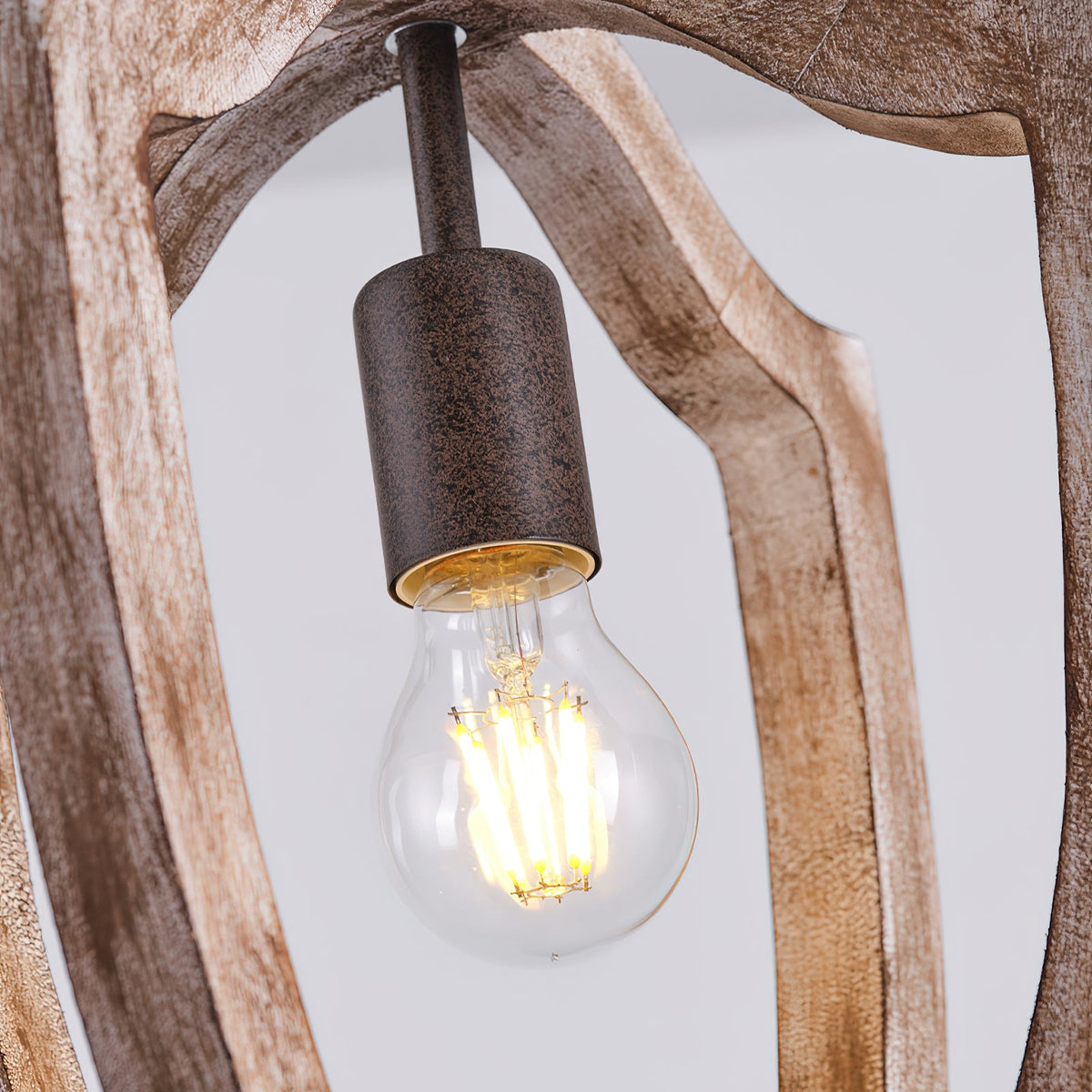Albiorix Pendant Lamp – Driftwood Finish Geometric Wood & Iron Coastal Pendant Light