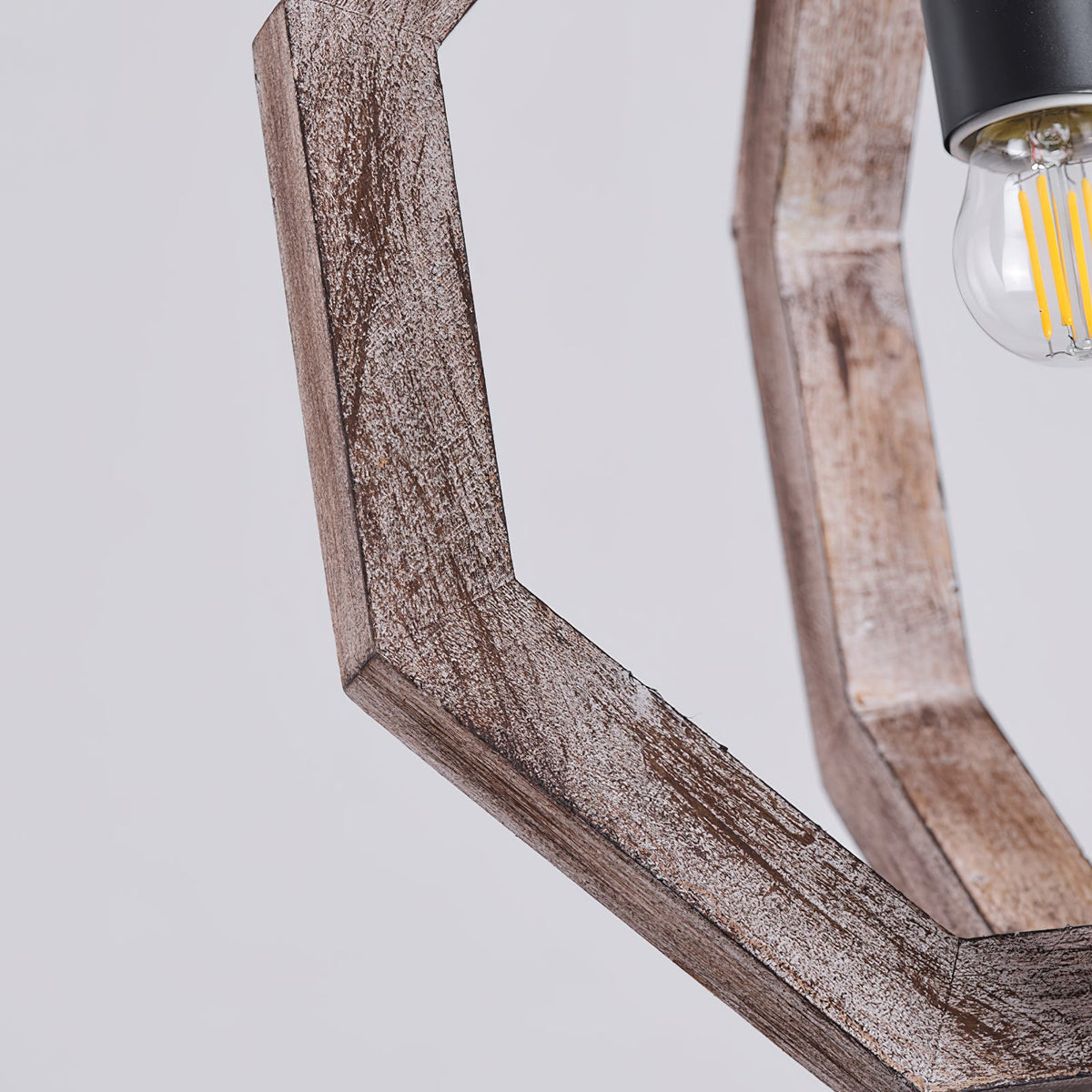 Albiorix Pendant Lamp – Driftwood Finish Geometric Wood & Iron Coastal Pendant Light