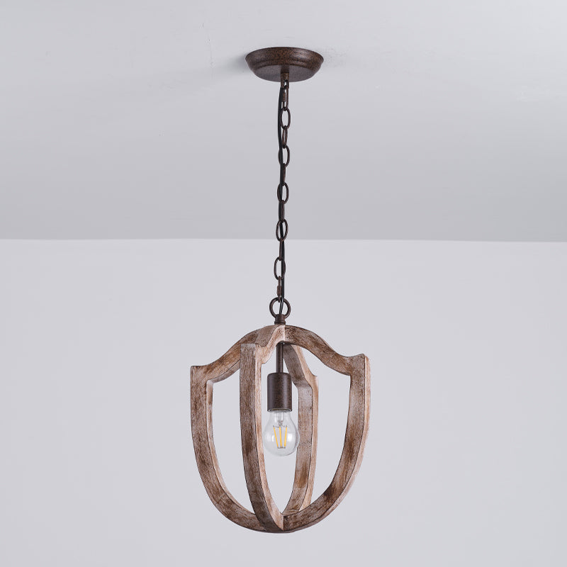 Albiorix Pendant Lamp – Driftwood Finish Geometric Wood & Iron Coastal Pendant Light