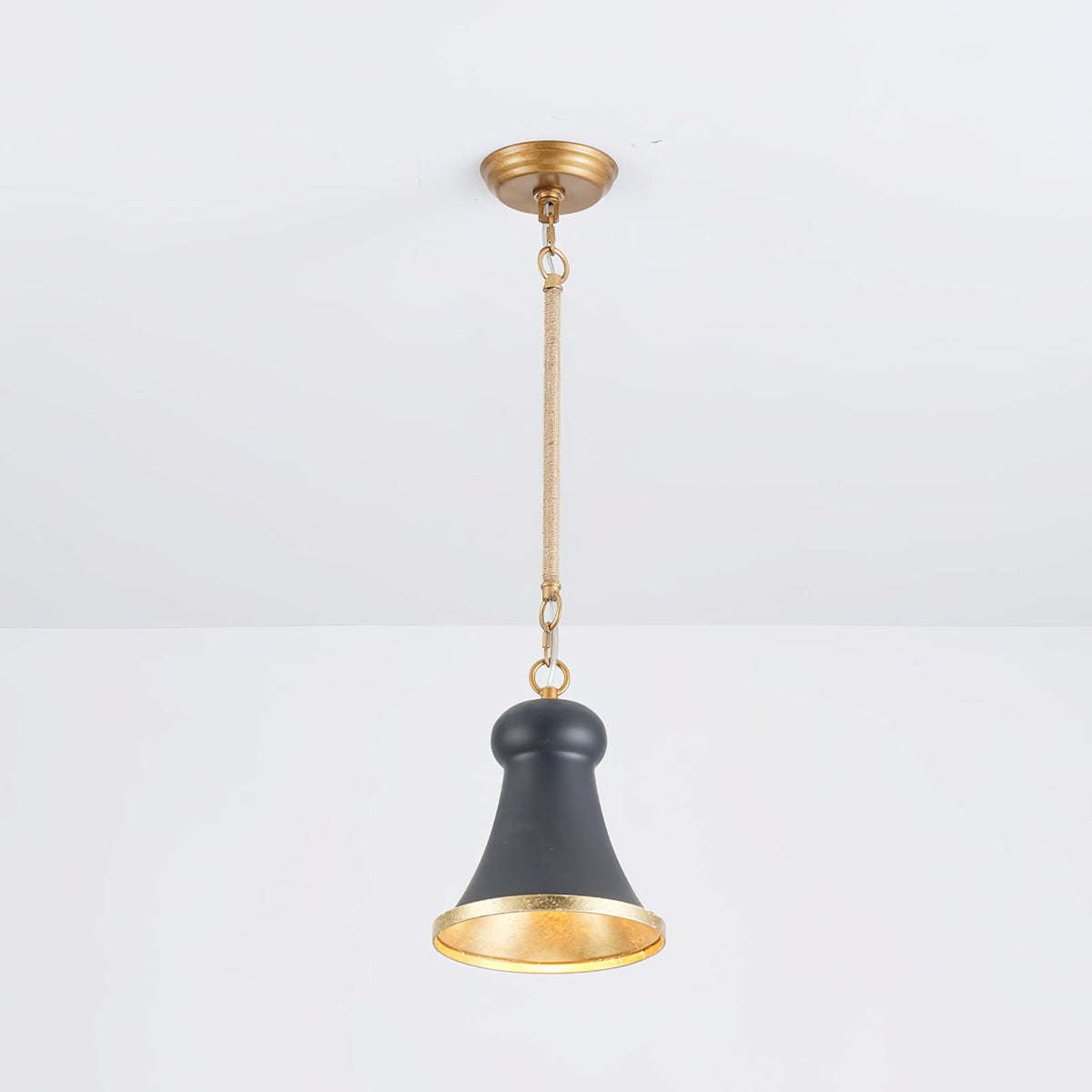 Alborg Pendant Lamp – Iron & Hemp Rope Woven Stem Modern Cottage Pendant Light