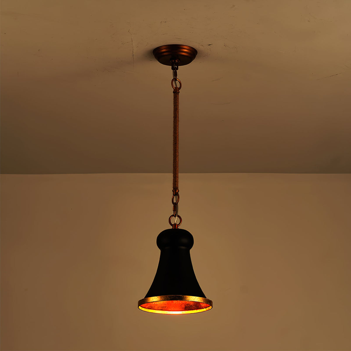 Alborg Pendant Lamp – Iron & Hemp Rope Woven Stem Modern Cottage Pendant Light
