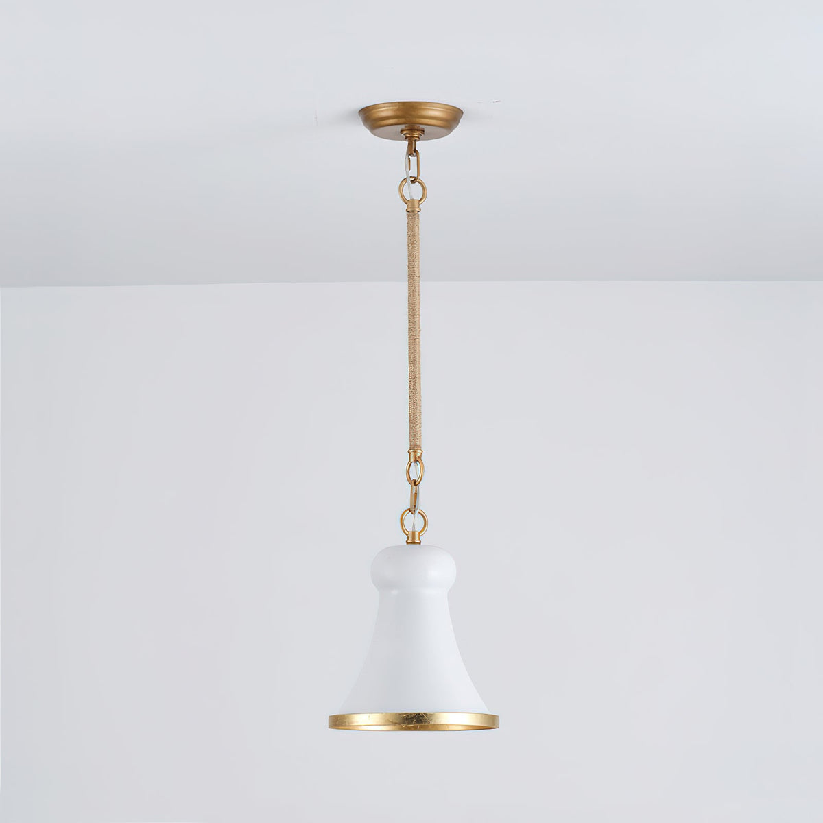 Alborg Pendant Lamp – Iron & Hemp Rope Woven Stem Modern Cottage Pendant Light