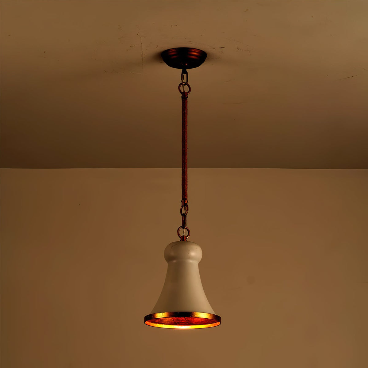 Alborg Pendant Lamp – Iron & Hemp Rope Woven Stem Modern Cottage Pendant Light