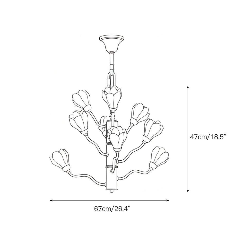 Aldean Chandelier – Brass Branch & Handcrafted Ceramic Floral Modern Chandelier