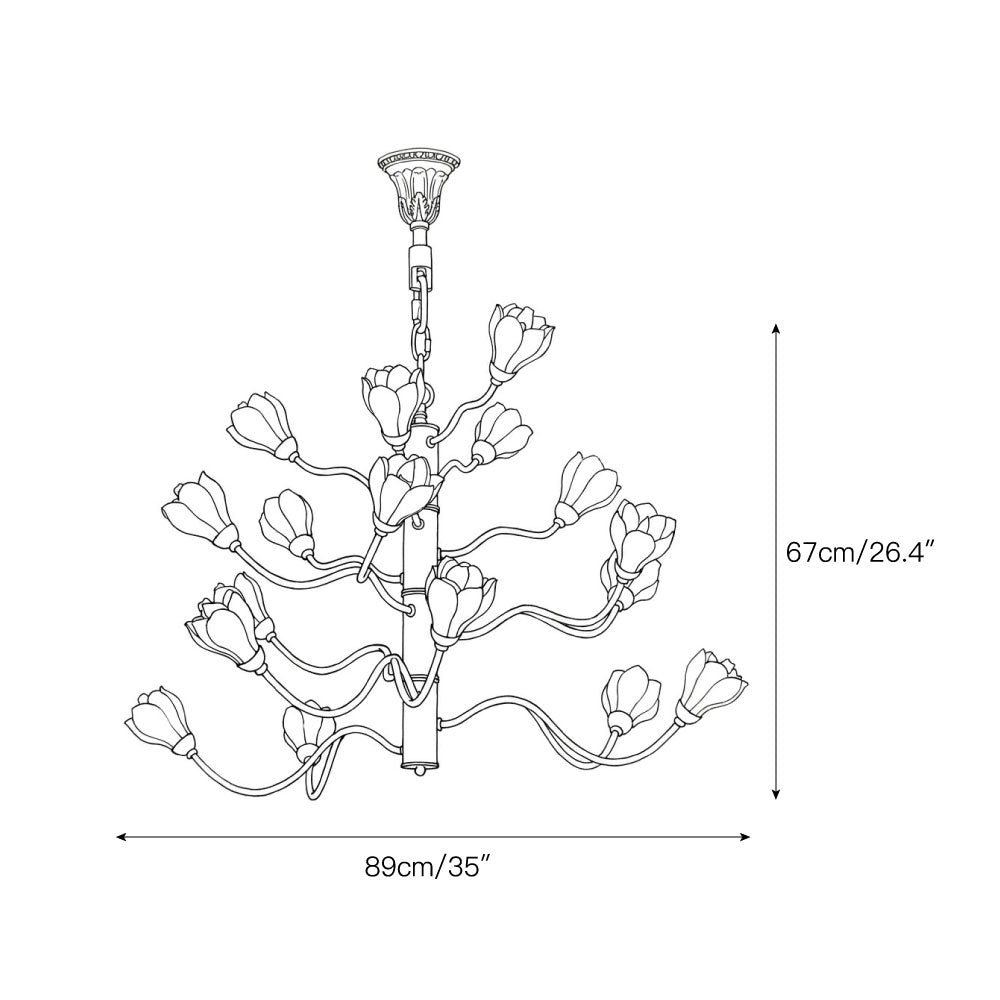 Aldean Chandelier – Brass Branch & Handcrafted Ceramic Floral Modern Chandelier