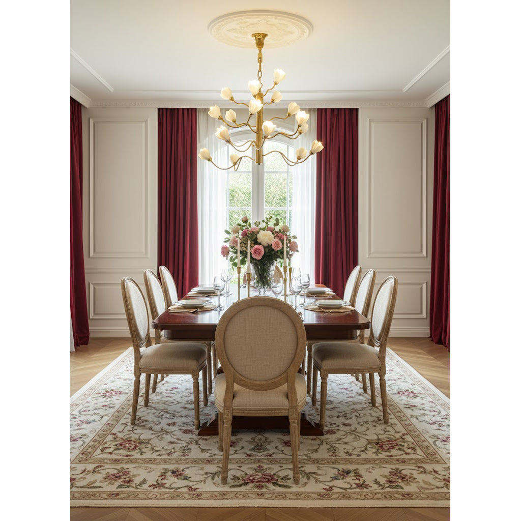 Aldean Chandelier – Brass Branch & Handcrafted Ceramic Floral Modern Chandelier