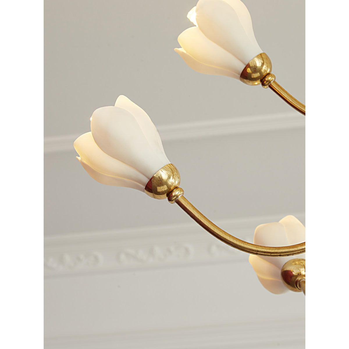 Aldean Chandelier – Brass Branch & Handcrafted Ceramic Floral Modern Chandelier