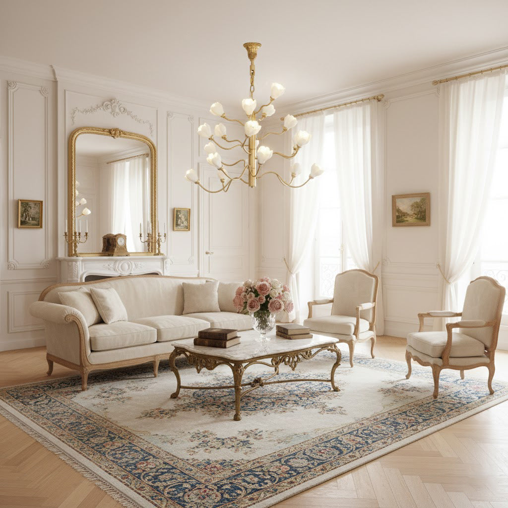 Aldean Chandelier – Brass Branch & Handcrafted Ceramic Floral Modern Chandelier
