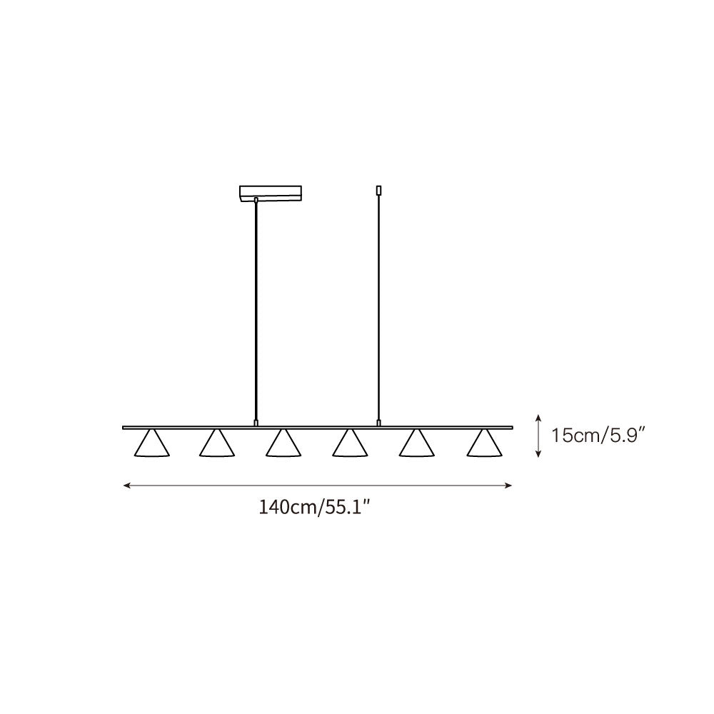 Aldex Pendant Lamp – Natural Travertine Conical Shades & Linear Modern Pendant Light