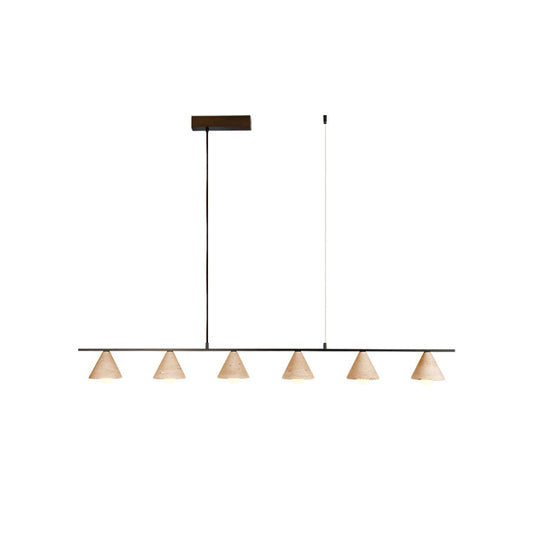Aldex Pendant Lamp – Natural Travertine Conical Shades & Linear Modern Pendant Light