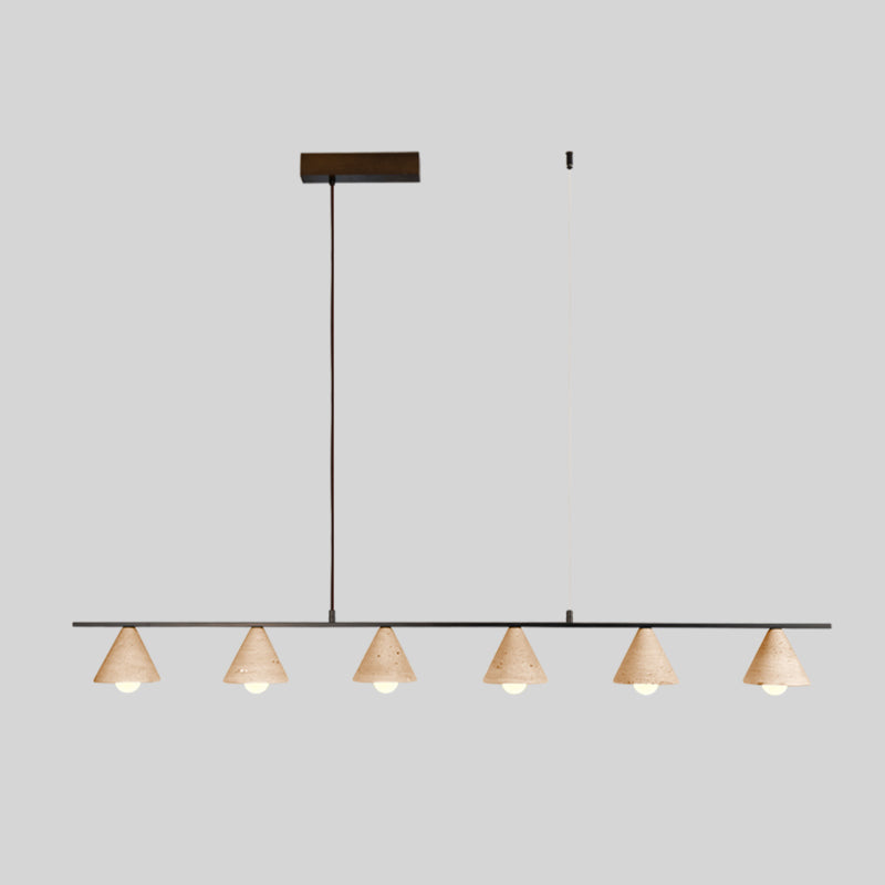 Aldex Pendant Lamp – Natural Travertine Conical Shades & Linear Modern Pendant Light