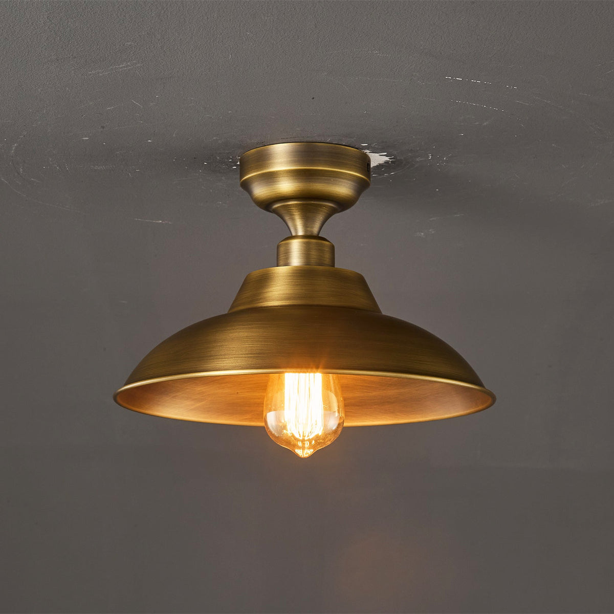 Aldorno Ceiling Lamp – Antique Brass Dome Shade Semi-Flush Modern Ceiling Light