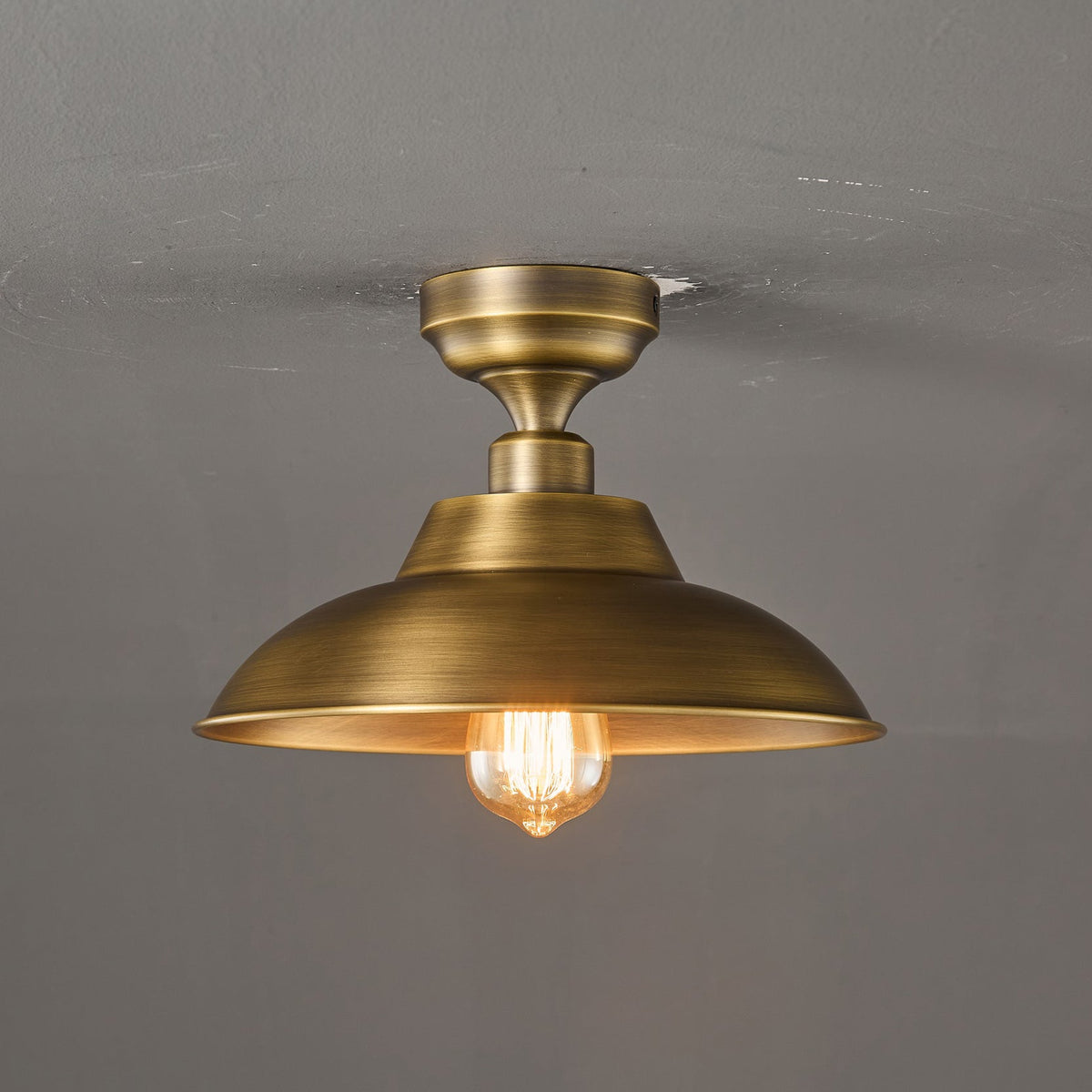 Aldorno Ceiling Lamp – Antique Brass Dome Shade Semi-Flush Modern Ceiling Light